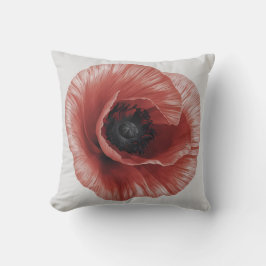 Bold Red Poppy Botanical Art Design Kudde