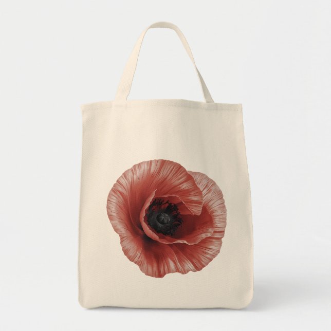 Bold Red Poppy Botanical Art Design Tygkasse (Framsidan)