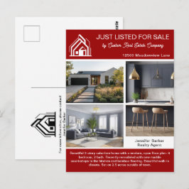 Bold Red Real Estate Company House Listing Vykort
