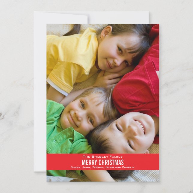 Bold Red Ribbon-julkort - vit bak Julkort (Framsida)