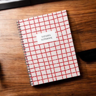 Bold Red Rosa Check Mönster för bärbara datorer Anteckningsbok