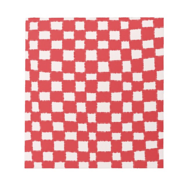 Bold Red Rosa Checkerboard Mönster Anteckningsblock (Framsida)