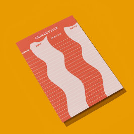 Bold Red Rosa Groovy Livsmedel List Anteckningsblock