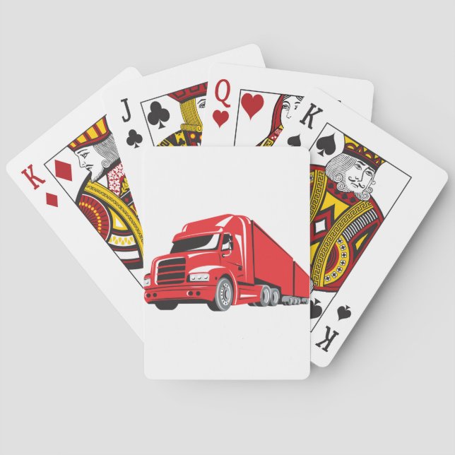 Bold Red Semi-Lastbil Big Rig Trucker Casinokort (Baksidan)