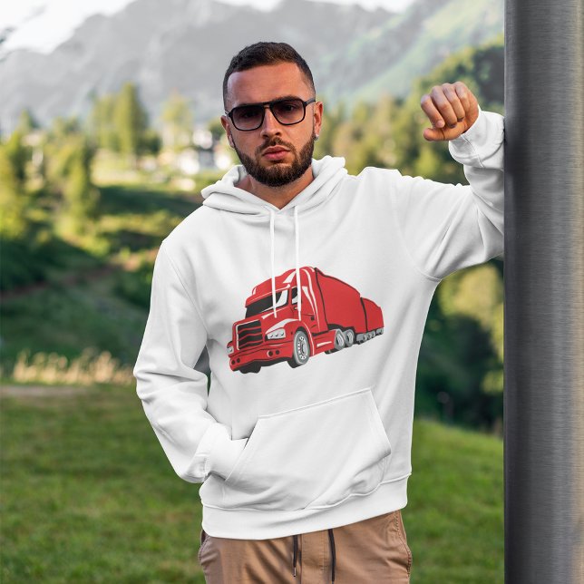 Bold Red Semi-Lastbil Big Rig Trucker Hoodie (Skapare uppladdad)