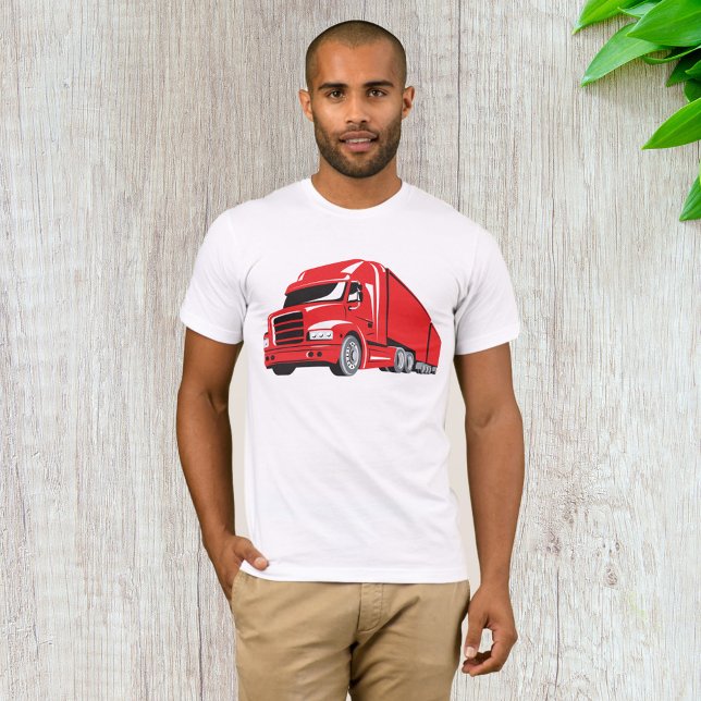 Bold Red Semi-Lastbil Big Rig Trucker T Shirt (Skapare uppladdad)
