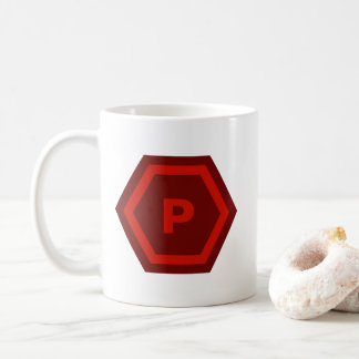 Bold Red Single Letter Monogram in Hexagons Kaffemugg