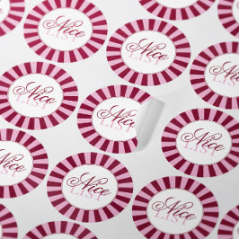 Bold red  stripe Nice list Christmas Party sticker Runt Klistermärke