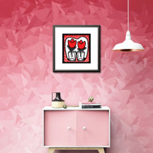Bold Red Tulip Art i Modern Pop Stil
