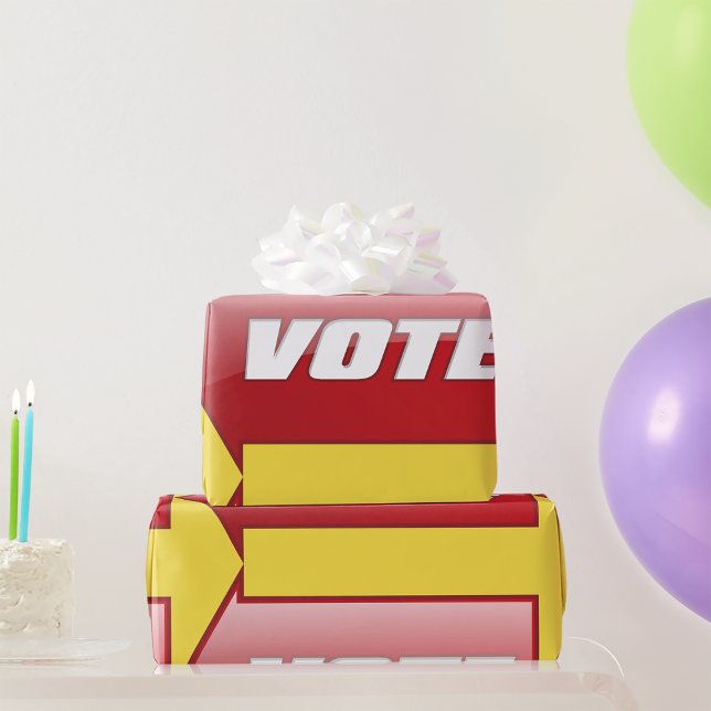 Bold Red Vote Arrow Sign Valection Kampanj Votion Presentpapper (Skapare uppladdad)