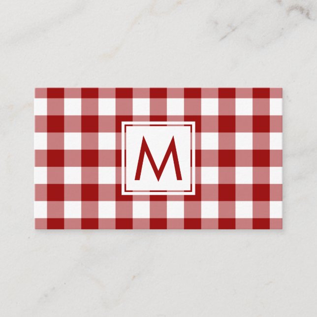 Bold Red White Buffalo Play Mönster Monogram Visitkort (Framsida)