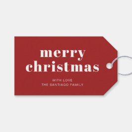 Bold Red White God jul Helgdag Presentetikett