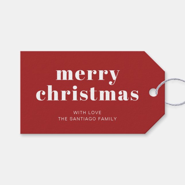 Bold Red White God jul Helgdag Presentetikett (Framsidan (Horisontell))