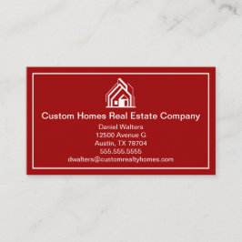 Bold Red White Real Estate Company House Visitkort