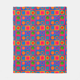 Bold Retro Geometric Mönster Fleece Blanket