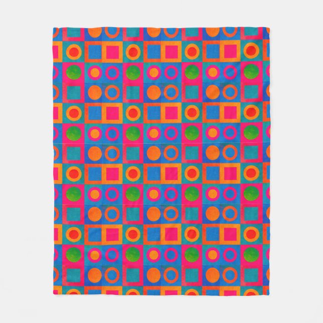 Bold Retro Geometric Mönster Fleece Blanket (Framsidan)