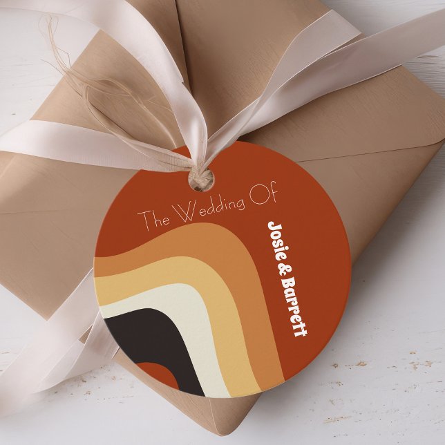 Bold Retro Groovy 70s Boho Bröllop Kärlek och tack Gåvor Etiketter (Skapare uppladdad)