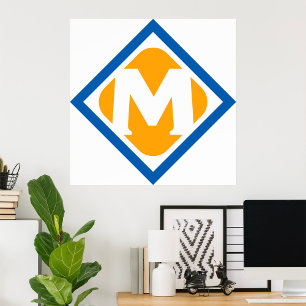 Bold Retro Metro M Logotyp Urban Transit Emblem Poster