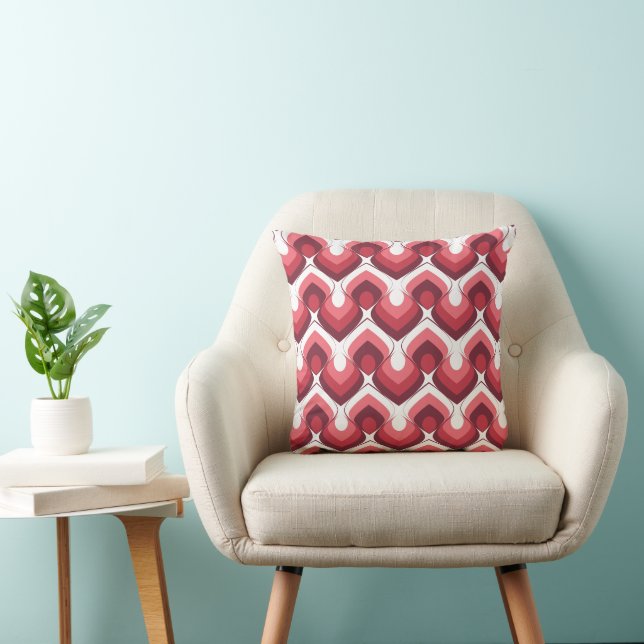 Bold Retro Modern Motif in Pinks Kudde (Stol)