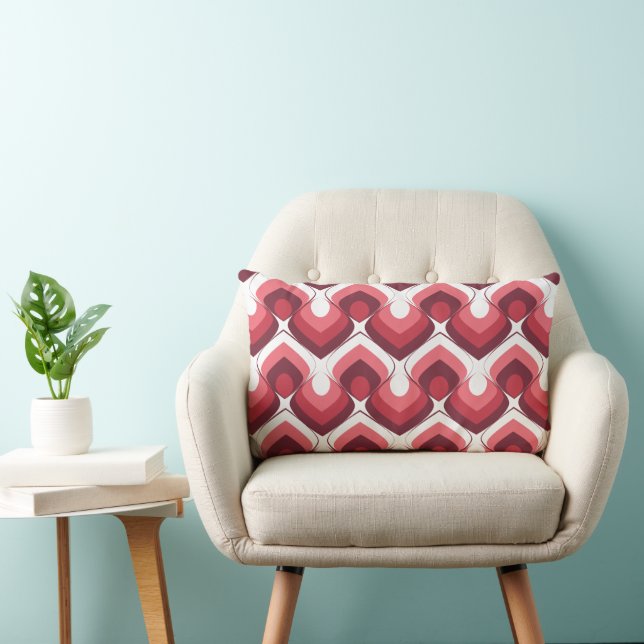 Bold Retro Modern Motif in Pinks Lumbarkudde (Stol)