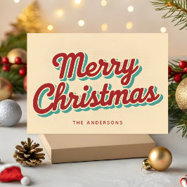 Bold Retro Script Merry Christmas Typography Helgkort