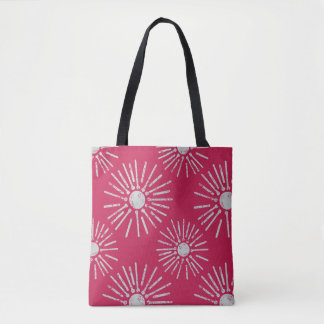 Bold Retro Sunburst Pattern in Deep Pink and White Tygkasse