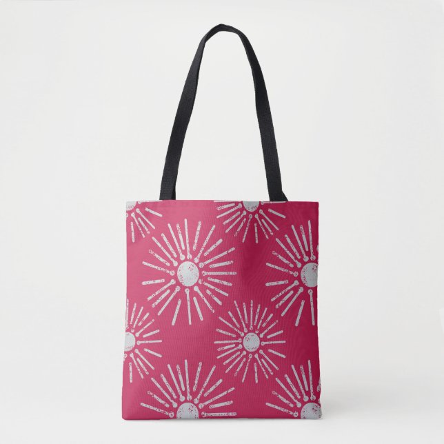 Bold Retro Sunburst Pattern in Deep Pink and White Tygkasse (Framsida)