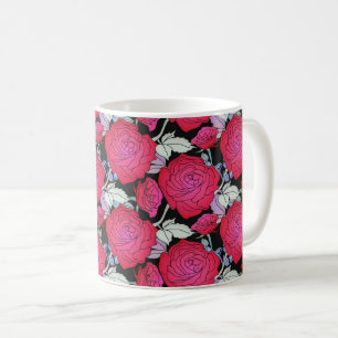Bold Röd ros Blommigt Elegance Kaffemugg