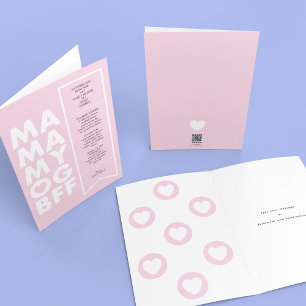 Bold Roligt Redigerbar Biljett Text Rosa Mors dag Kort
