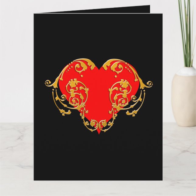 Bold Romantic Valentine Red Goth Heart Kort (Framsida)
