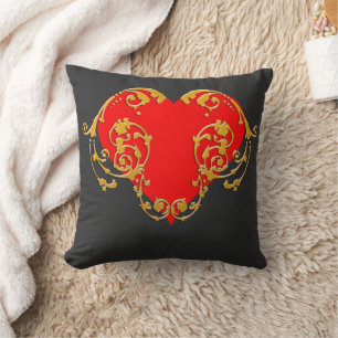 Bold Romantic Valentine Red Goth Heart Kudde