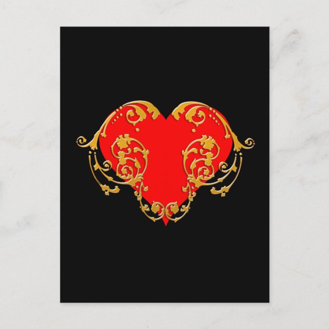 Bold Romantic Valentine Red Goth Heart Vykort (Framsida)