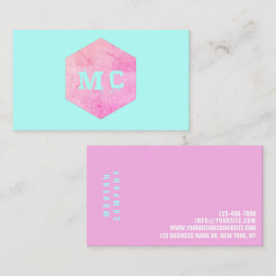 Bold Rosa Mint Teal Modern Grunge Company Brand Visitkort