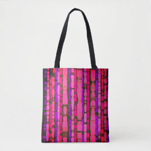 Bold Rosa och Lila Glitch Tote Bag Tygkasse