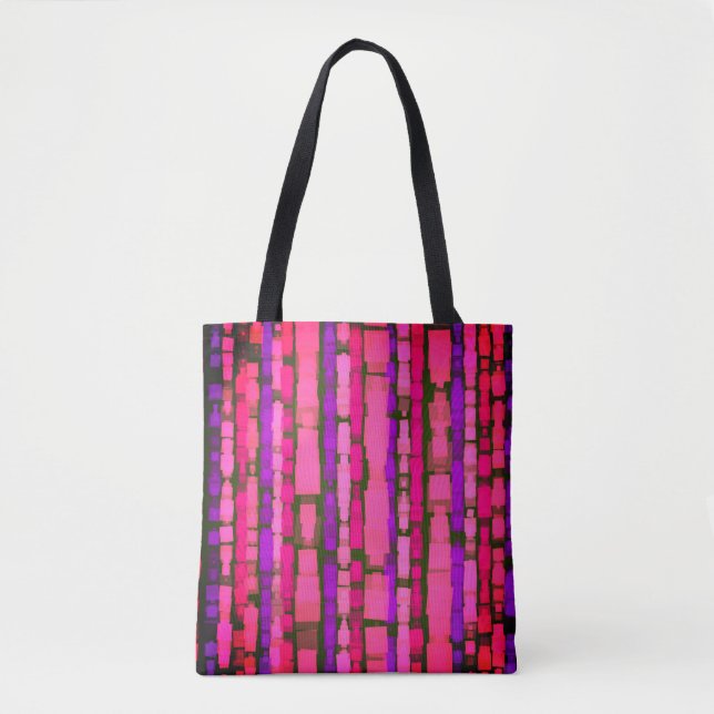 Bold Rosa och Lila Glitch Tote Bag Tygkasse (Framsida)