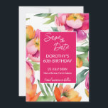 Bold rosa orange sommarblommor födelsedagsfest spara datumet<br><div class="desc">Mall för sommarblommor med fetstil i rosa födelsedagsfest inbjudan spara datumkortet,  spara datumkortet i shock rosa blommigt</div>