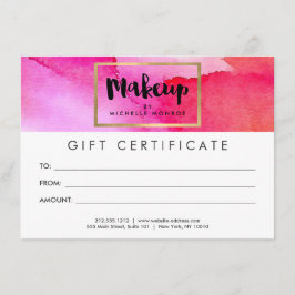 Bold Rosa Watercolor Makeup Gift Certificate