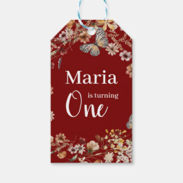 Bold Rustic Wildblomma Blommigten Baby Birthday Presentetikett