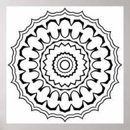 Bold Scalloped Ring Mandala with Layered Waves Poster