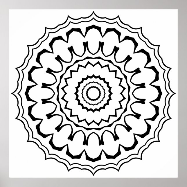 Bold Scalloped Ring Mandala with Layered Waves Poster (Framsidan)