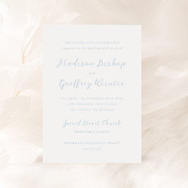 Bold Script Powder Blue Elegant bröllop Inbjudningar