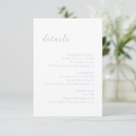 Bold Script Powder Blue Elegant bröllop Tilläggskort