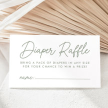 Bold Script Sage Grönt Baby Shower Raffle
