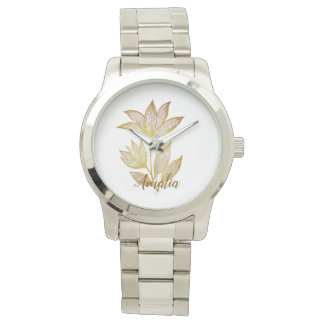 Bold Silver & Gold Signature Floral Watch Armbandsur