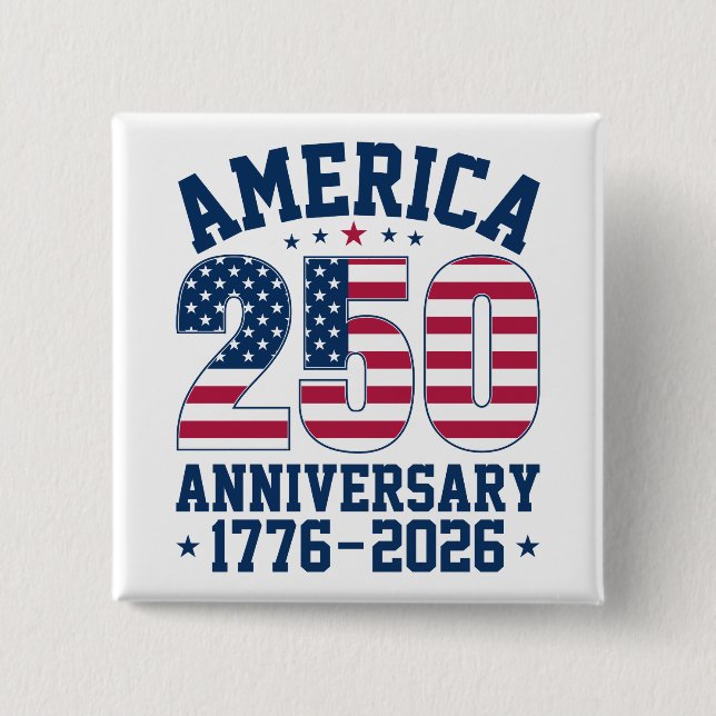 Bold Simple America 250 Anniversary Red and Blue Knapp (Framsida)