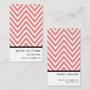 BOLD SIMPLE MODERN chevron mönster färsk korall Visitkort