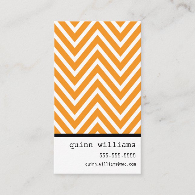 BOLD SIMPLE MODERN chevron mönster färsk orange Visitkort (Framsida)