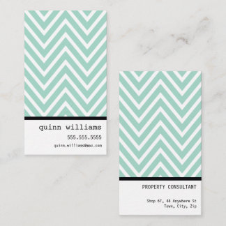 BOLD SIMPLE MODERN chevron mönster myntvit Visitkort