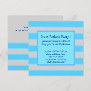 Bold Simple Rand Turquoise Potluck Party Inbjudningar