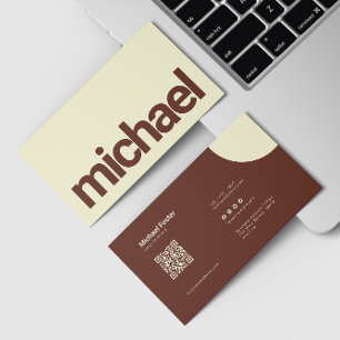 Bold Simplicit Brown & Cream Scannable Qrcode Visitkort